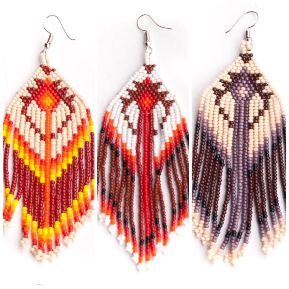 Huichol Fringe Earrings - Picture 2 of 8